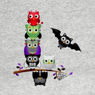 Classic Halloween Owls Monsters T-Shirt